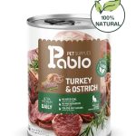 کنسرو طبیعی Pablo با طعم شترمرغ و بوقلمون برای گربه