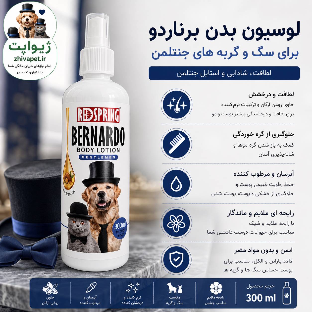 file_00000000137c71f8b287d78945aebf39 لوسیون بدن برناردو رد اسپرینگ | نرمکننده و گرهبازکن سگ و گربه - Image 1